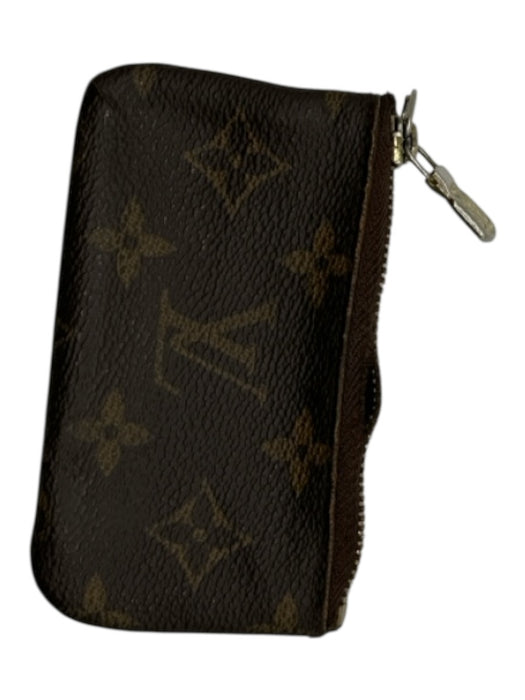 Louis Vuitton Brown & Tan Coated Canvas Monogram Zip Collar Card Holder Wallets Brown & Tan