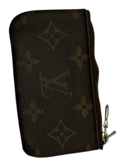 Louis Vuitton Brown & Tan Coated Canvas Monogram Zip Collar Card Holder Wallets Brown & Tan
