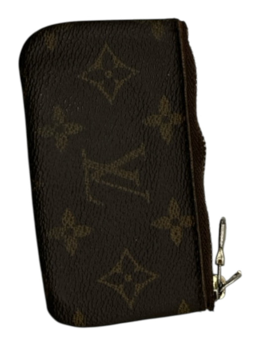 Louis Vuitton Brown & Tan Coated Canvas Monogram Zip Collar Card Holder Wallets Brown & Tan