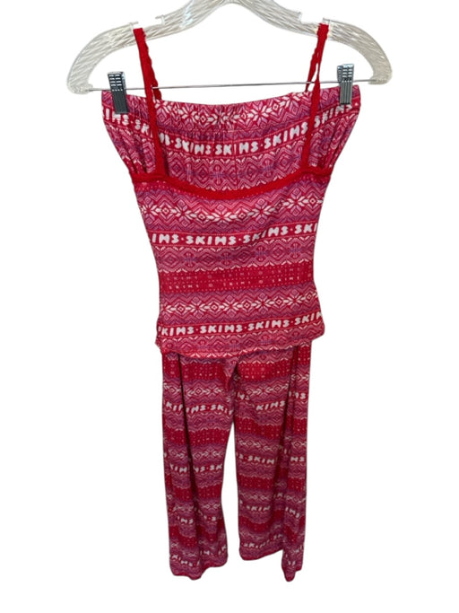 SKIMS Size XS/S Red & Pink Polyester Blend Drawstring Spaghetti Strap Pajamas Red & Pink / XS/S