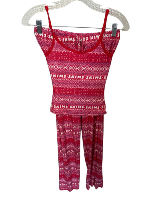 SKIMS Size XS/S Red & Pink Polyester Blend Drawstring Spaghetti Strap Pajamas Red & Pink / XS/S