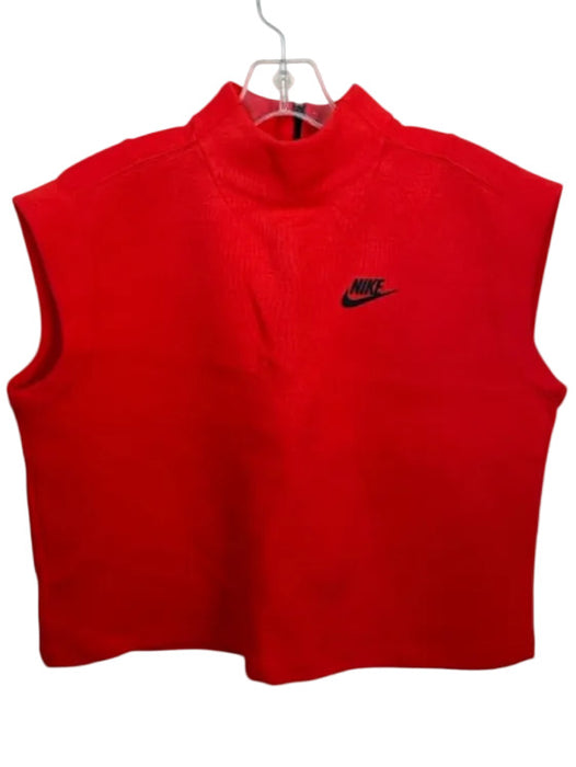 Nike Size S Orange Cotton Blend Mock Neck Cap Sleeve Back Zip Athletic Top Orange / S