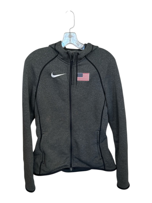 Nike Size M Gray & Red Polyester Full Zip American Flag Hood Athletic Jacket Gray & Red / M
