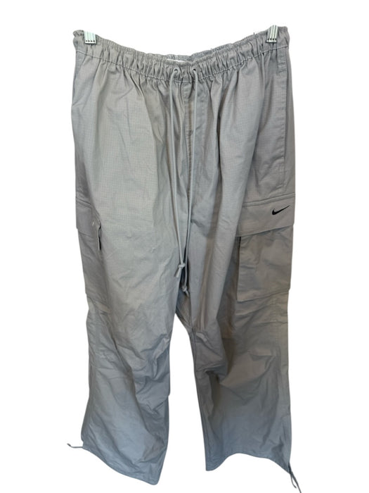Nike Size S Light Gray Cotton Blend Drawstring Cargo Pockets Wide Leg Pants Light Gray / S