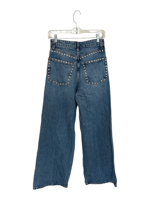 Reformation Size 26 Medium Wash Cotton Studded High Rise Wide Leg Slouchy Jeans Medium Wash / 26