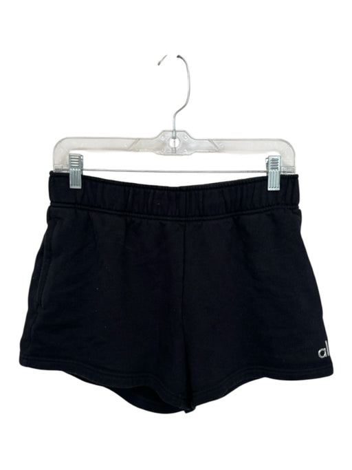 Alo Size S Black Cotton Silver Embellishments Mini Pockets Athleisure Shorts Black / S