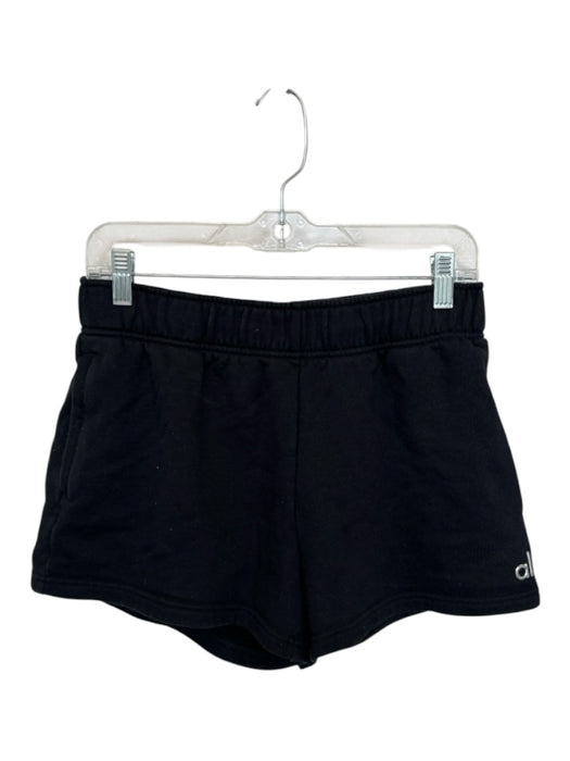 Alo Size S Black Cotton Silver Embellishments Mini Pockets Athleisure Shorts Black / S