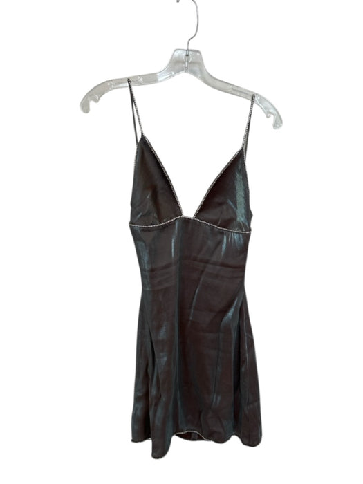 House of CB Size S Silver Viscose Jewels Mini Metallic Spaghetti Strap Dress Silver / S