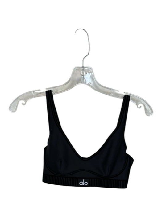Alo Size XS Black Polyester Velvet Underwire Clasp Athletic Bra Black / XS