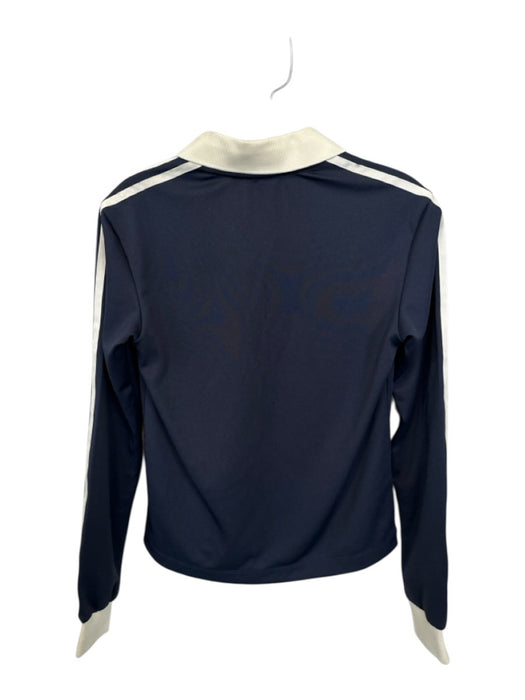 Adidas by sporty & rich Size S Blue & White Polyester Collar Stripe Logo Top Blue & White / S