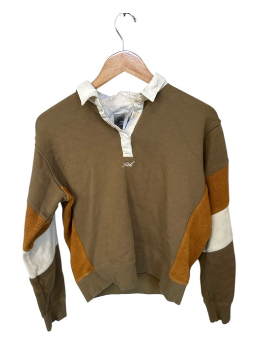 Kith Size XS Brown & Cream Cotton Collar Long Sleeve Top Brown & Cream / XS