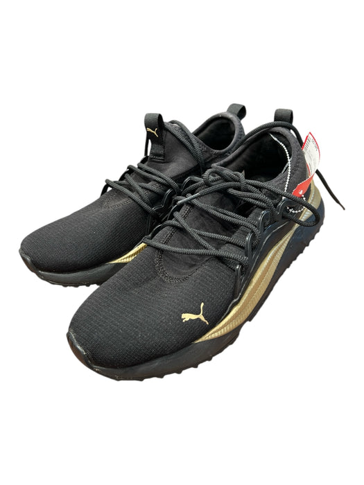 Puma Shoe Size 7.5 Black & Gold Canvas Lace Up Low Top Logo Runner Sneakers Black & Gold / 7.5