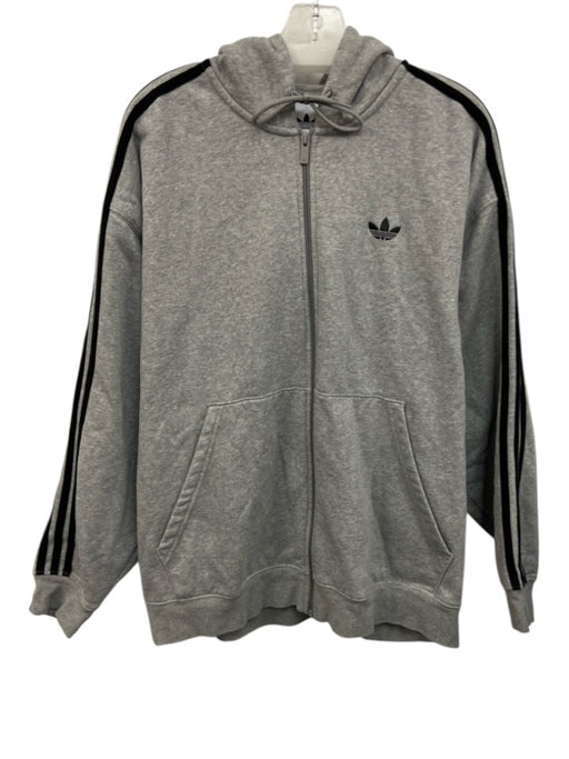 Adidas Size XL Gray Cotton Blend Solid Hoodie Men's Jacket Gray / XL