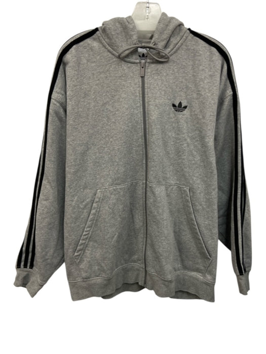 Adidas Size XL Gray Cotton Blend Solid Hoodie Men's Jacket Gray / XL