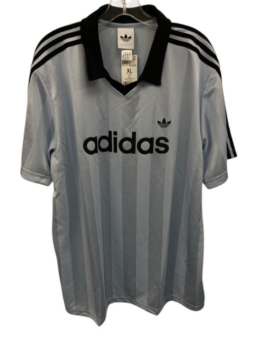 Adidas NWT Size XL Gray Synthetic Striped Polo Soccer Men's Short Sleeve Gray / XL