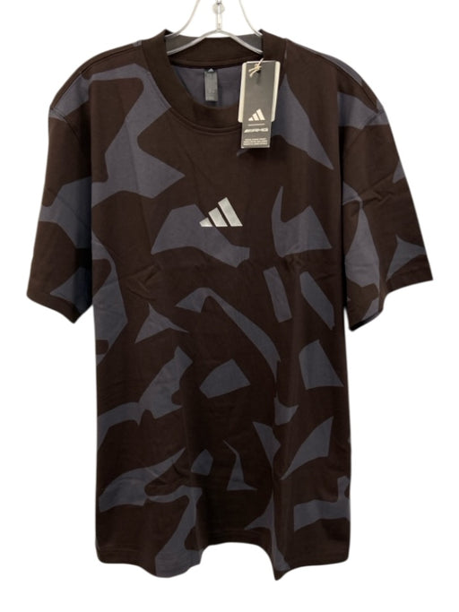 Adidas NWT Size L Brown Cotton Blend Abstract T shirt Crew Men's Short Sleeve Brown / L