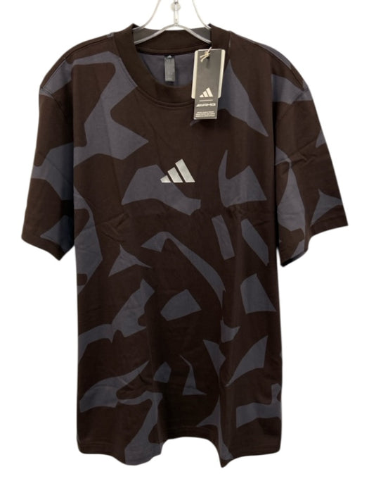 Adidas NWT Size L Brown Cotton Blend Abstract T shirt Crew Men's Short Sleeve Brown / L