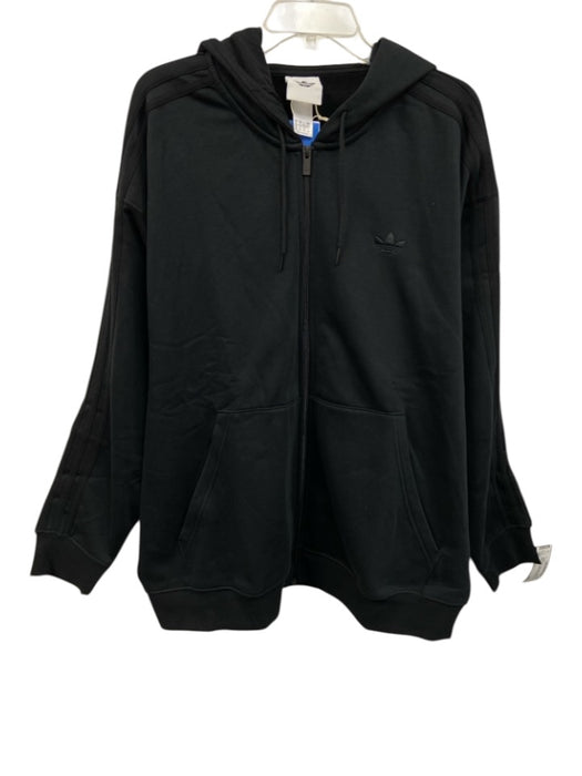 Adidas NWT Size XL Black Cotton Blend Solid Sweatshirt Hoodie Men's Jacket Black / XL