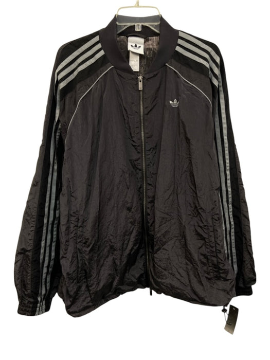 Adidas Size L Gray Synthetic Shiny Track Bomber Men's Jacket Gray / L