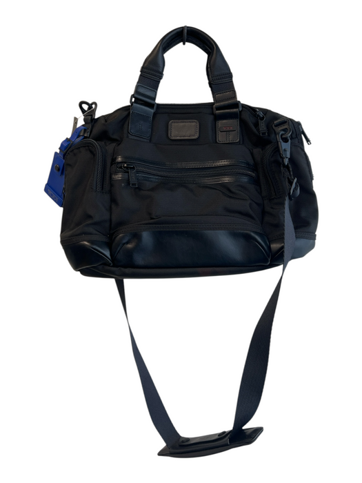 Tumi Black Manmade Material Canvas Zip Close Leather Detail Computer Bag Bag Black / M