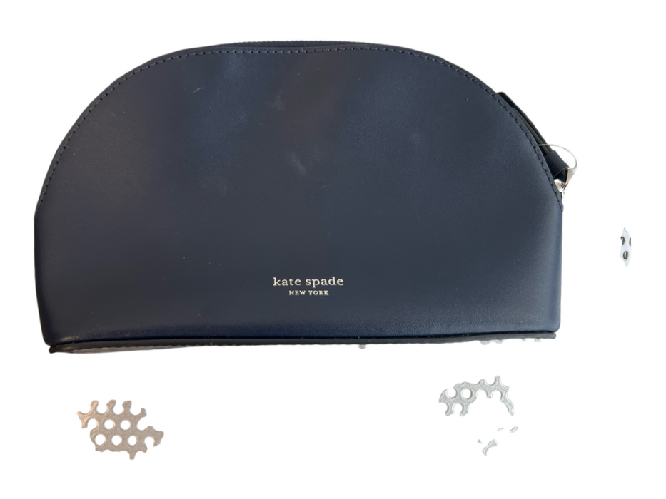 Kate Spade Navy Polyurethane Zip Close Owl Heart Detail Pouch Bag Navy / S