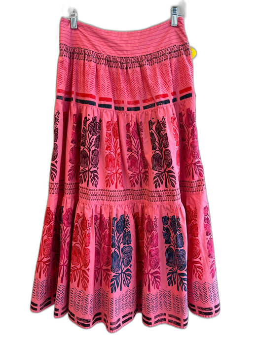Blooming Print Size 10 Pink, Orange & blue Cotton Blend Side Zip Tiered Skirt Pink, Orange & blue / 10