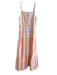 CeCe Size 10 White & Orange Cotton Adjustable Spaghetti Straps Side Zip Dress White & Orange / 10