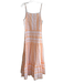 CeCe Size 10 White & Orange Cotton Adjustable Spaghetti Straps Side Zip Dress White & Orange / 10