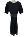 Veronica Beard Size 8 Black & White Cotton Blend Contrast Stitch V Neck Dress Black & White / 8