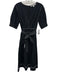 Veronica Beard Size 8 Black & White Cotton Blend Contrast Stitch V Neck Dress Black & White / 8