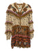 Farm Rio Size M Beige, Brown & Purple Cotton Long Balloon Sleeve Dress Beige, Brown & Purple / M