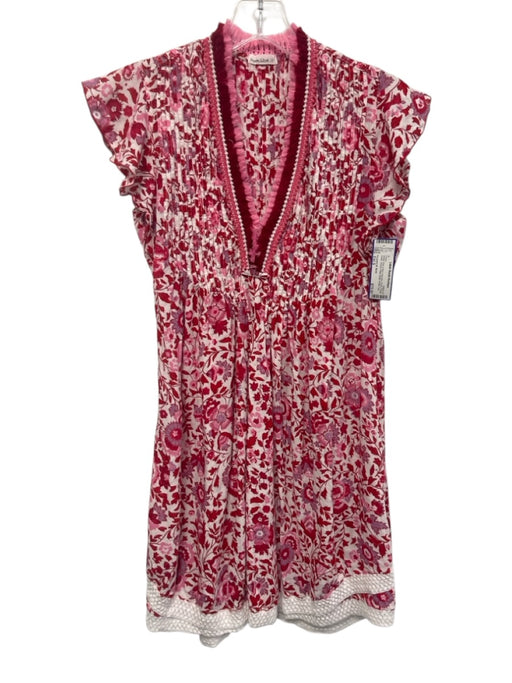 Poupette St. Barth Size Est S White, Pink & Red Viscose Floral Dress White, Pink & Red / Est S