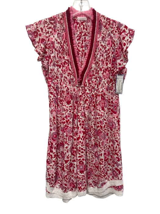 Poupette St. Barth Size Est S White, Pink & Red Viscose Floral Dress White, Pink & Red / Est S