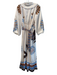 Ciebon Size XS Cream Polyester Satin Floral V Neck Wrap Dress Cream / XS