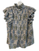 Victoria Dunn Size Est L Green 100% Cotton Pleated Paisley High Ruffle Neck Top Green / Est L