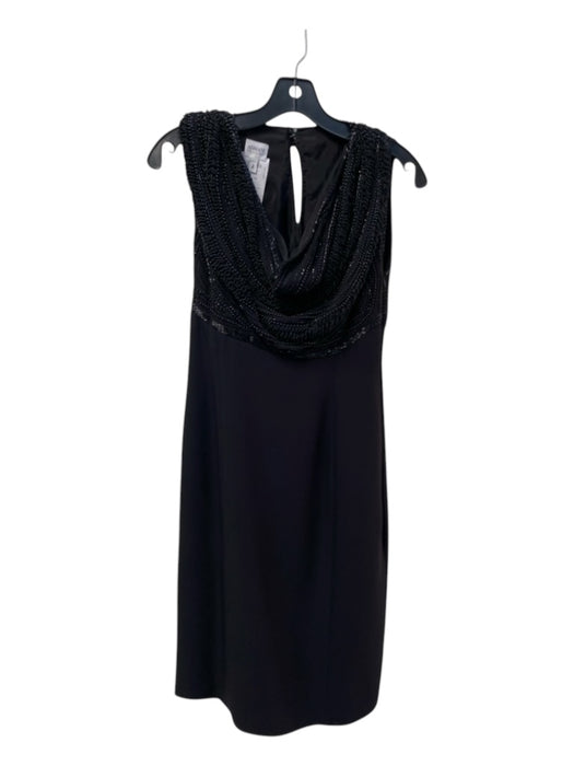 Armani Collezioni Size 2 Black Silk Beaded Keyhole Back draped neckline Dress Black / 2