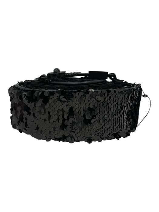 Kurt Geiger Black Fully Sequined Flap Top Chain Strap Crossbody & Hand Bag Black / Mini