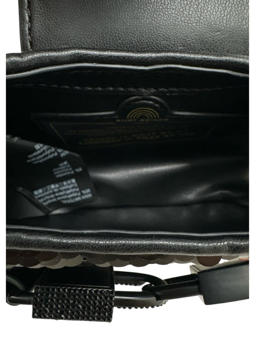 Kurt Geiger Black Fully Sequined Flap Top Chain Strap Crossbody & Hand Bag Black / Mini