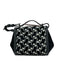 Tory Burch Black & White Leather Suede Abstract Print Magnetic Flap Shoulder Bag Black & White / Mini