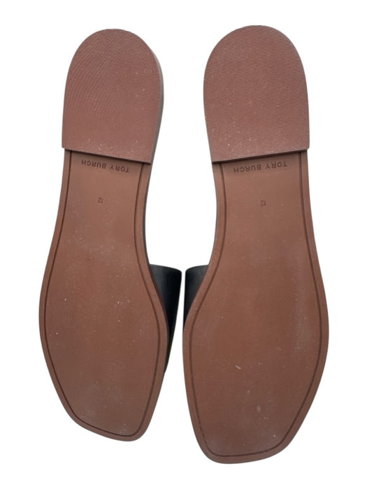 Tory Burch Shoe Size 12 Black & Brown Leather Square Toe Mule Slide Sandals Black & Brown / 12