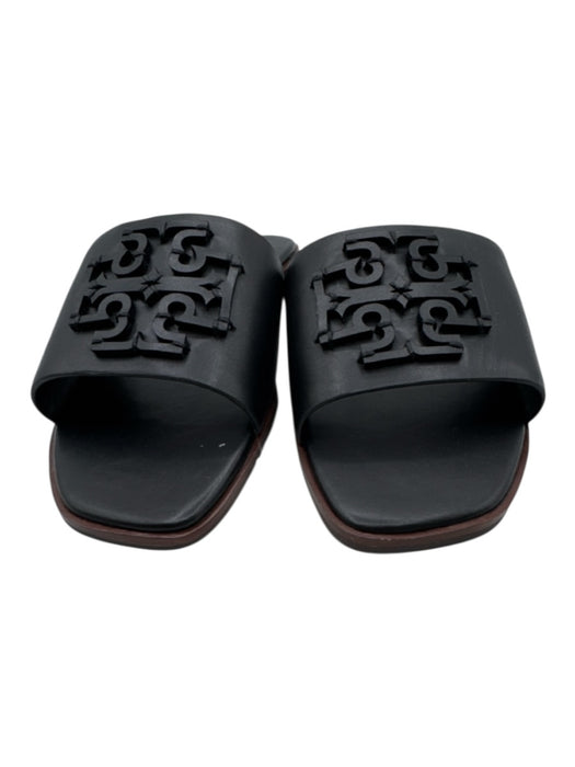 Tory Burch Shoe Size 12 Black & Brown Leather Square Toe Mule Slide Sandals Black & Brown / 12