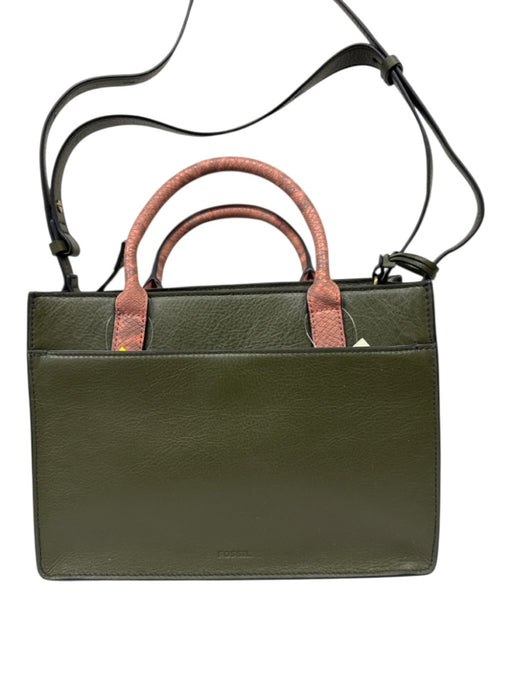 Fossil Dark Green Leather Pony Hair Hand & Crossbody Zip closure Buckle Bag Dark Green / M