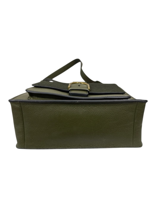 Fossil Dark Green Leather Pony Hair Hand & Crossbody Zip closure Buckle Bag Dark Green / M