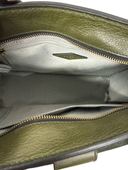 Fossil Dark Green Leather Pony Hair Hand & Crossbody Zip closure Buckle Bag Dark Green / M