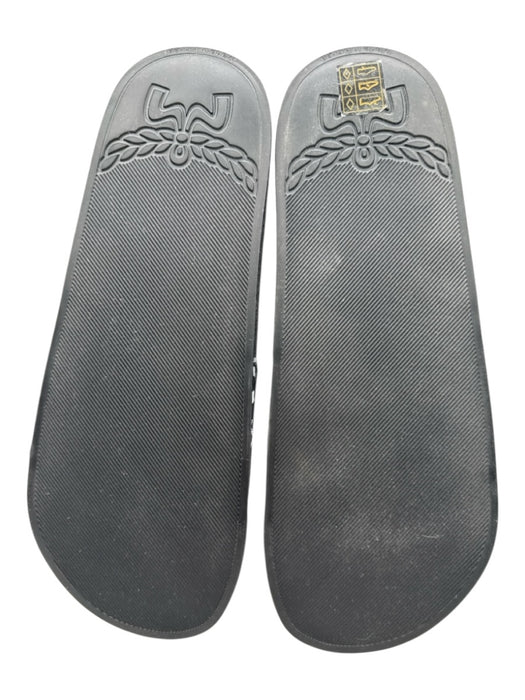 MCM Shoe Size 42 Black & White Rubber Mule Slide Logo Sandals Black & White / 42