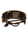 Brown Leather Studded Monogram Logo Cuff Bracelet Brown