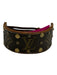 Brown Leather Studded Monogram Logo Cuff Bracelet Brown