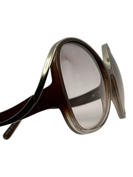 Chloe Brown Acetate Oversized Round Gradient Sunglasses Brown