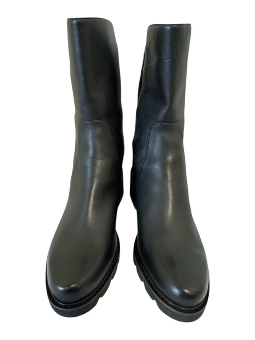 Stuart Weitzman Shoe Size 12 Black Leather Upper Elastic Back Round Toe Boots Black / 12