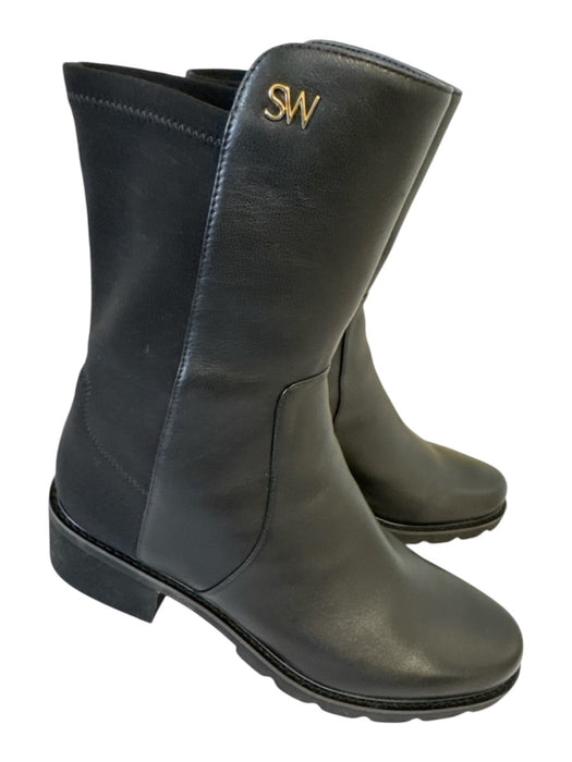 Stuart Weitzman Shoe Size 12 Black Leather Upper Elastic Back Round Toe Boots Black / 12